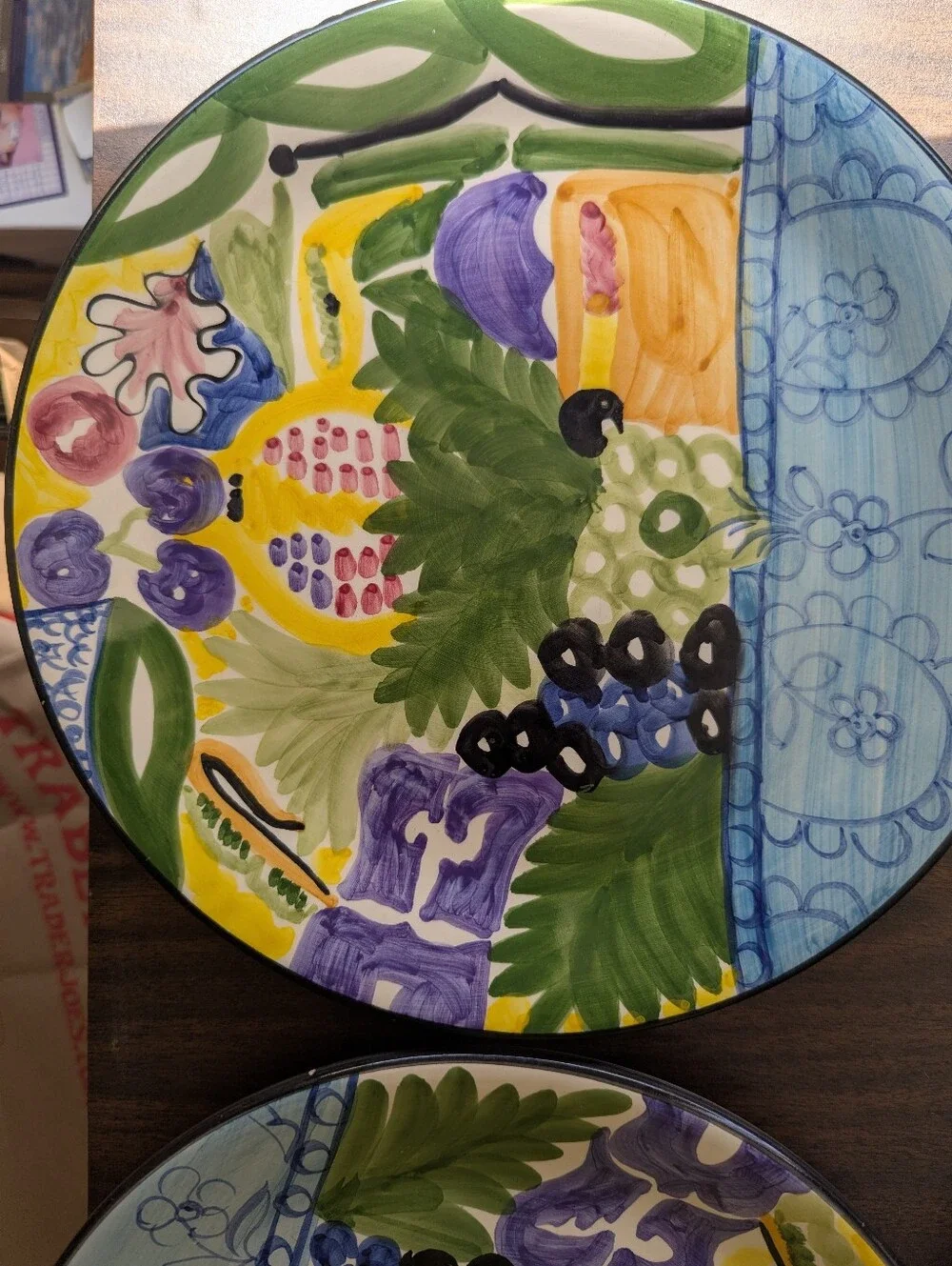 Favanol Martinique Hand Painted Dinner Plates, Set Of 7